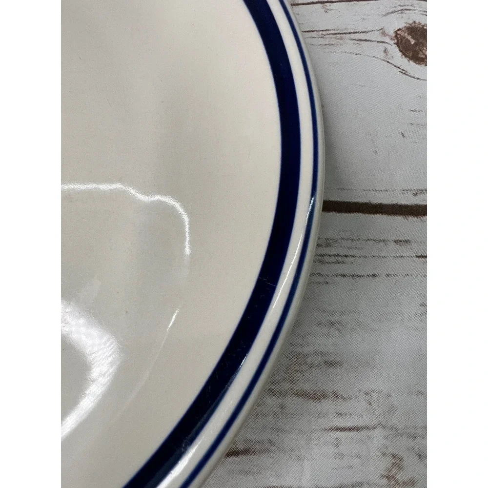 Belagio Dinner Plates Cream Navy Blue Double Rim 10.5 Inch Set of 2